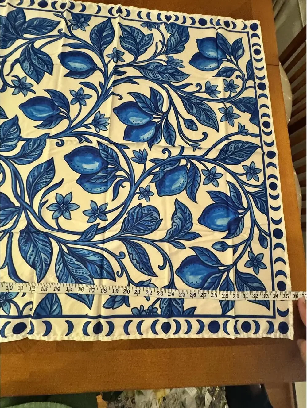 Blue Floral Square Scarf with Cream Border 239